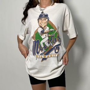 Vintage 1989 MLB Paul Molitor Caricature Tee